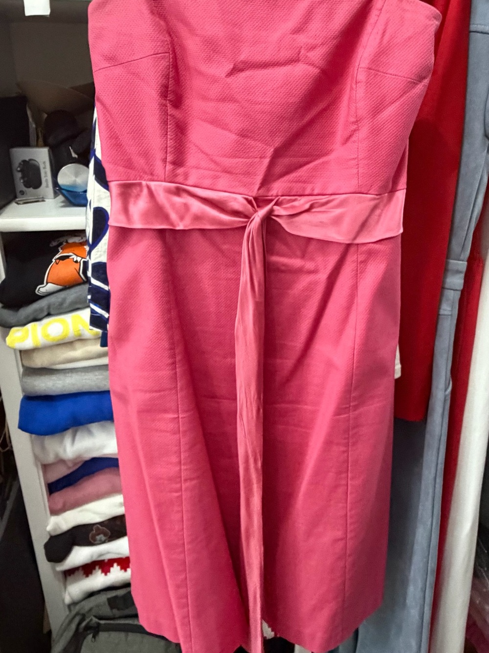 J. Crew Strapless Pink Sheath Dress with Waist Tie